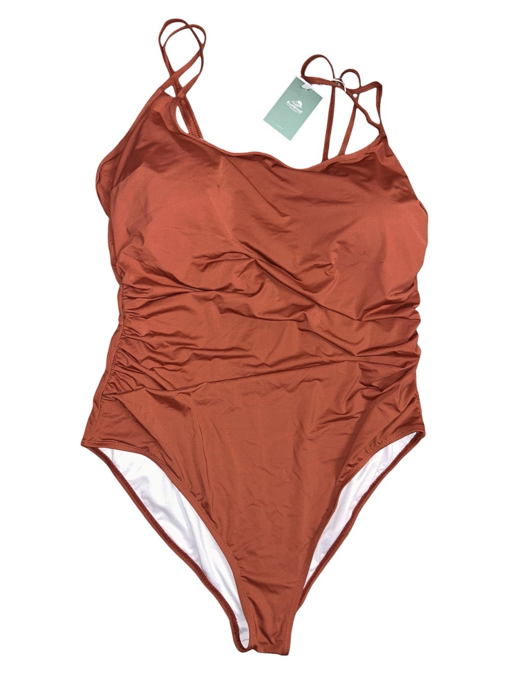 Women’s One-Piece Swimsuit — Rust with Adjustable Straps